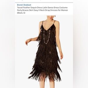 Black Fringe Sequin Slip Dress - Women